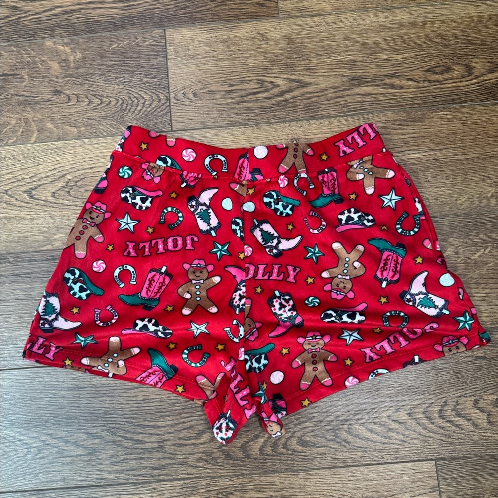 Holiday Time Sleep Shorts Women’s Small Western Cowboy Gingerbread - Picture 5 of 8